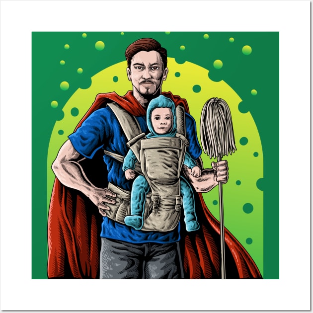 Super Dad With Baby Wall Art by Mako Design 